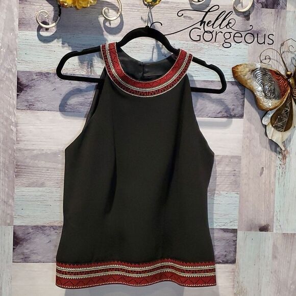 Maggy London Sz 14 Black Sleeveless Shell Blouse Careerwear - Picture 1 of 6